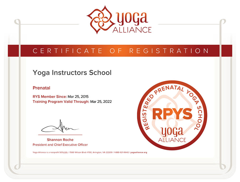 Регистрация программы Перинатальной йоги Школы инструкторов йоги Федерации йоги России в Альянсе йоги США